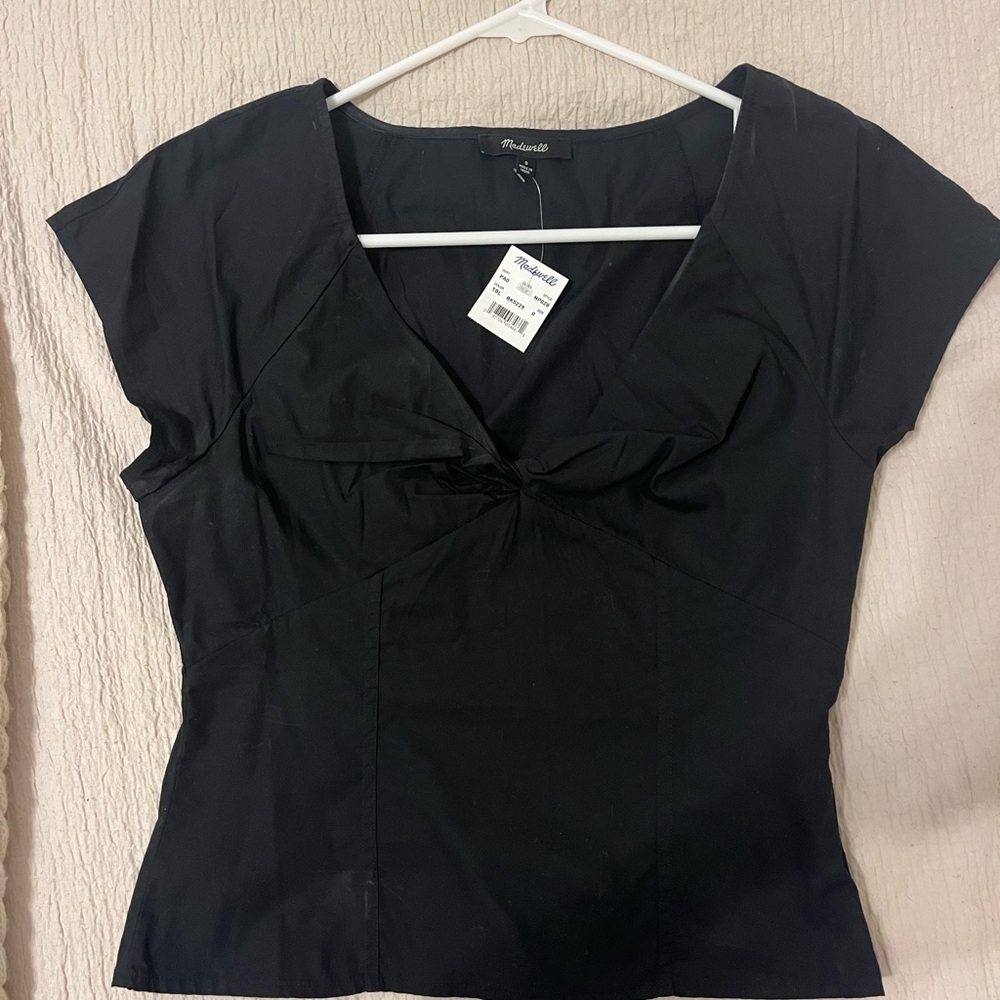 NWT Twist-Front Seamed Top in Poplin - Picture 2 of 5